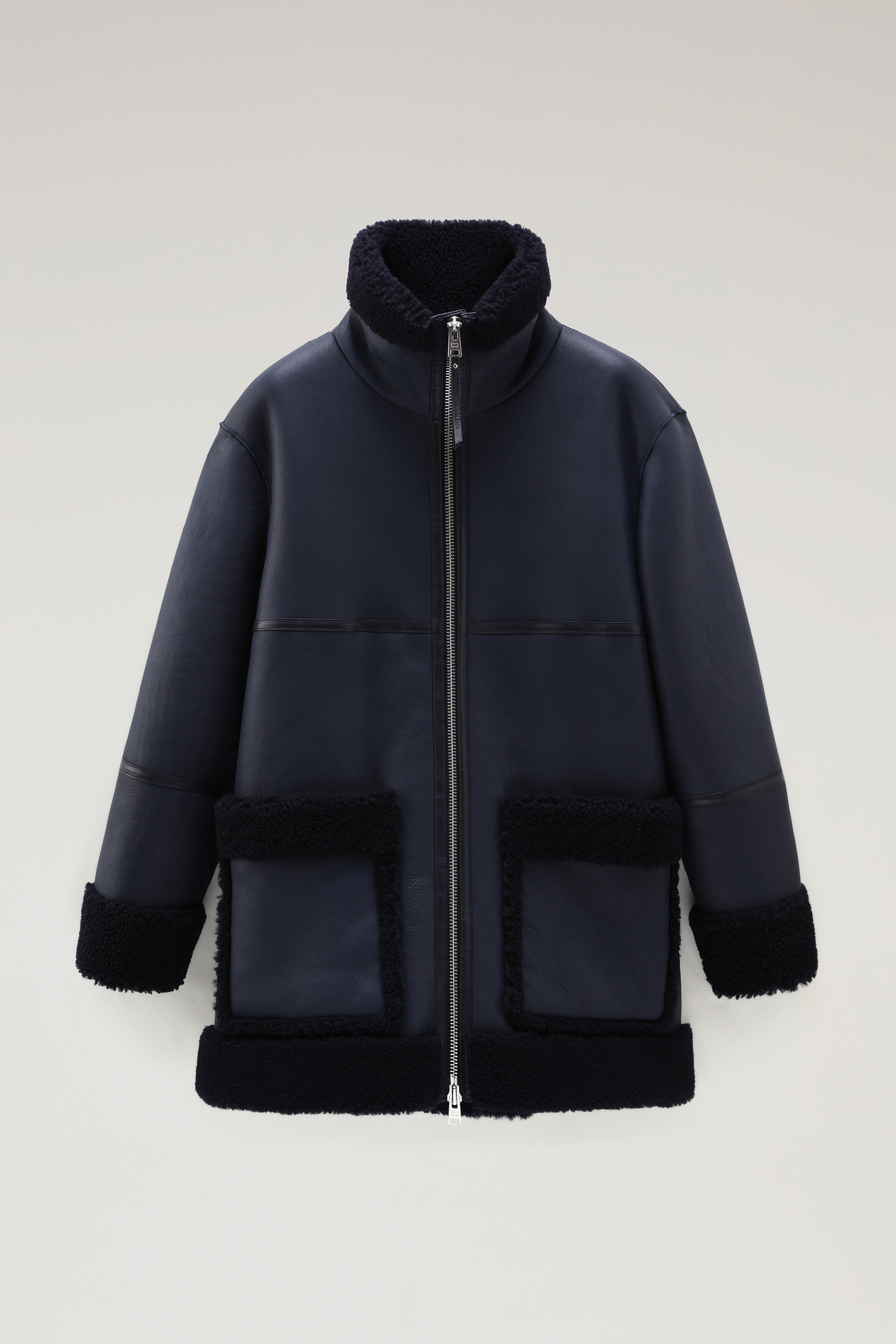 Mantel Harmony aus Merino-Shearling Blau photo 5 | Woolrich