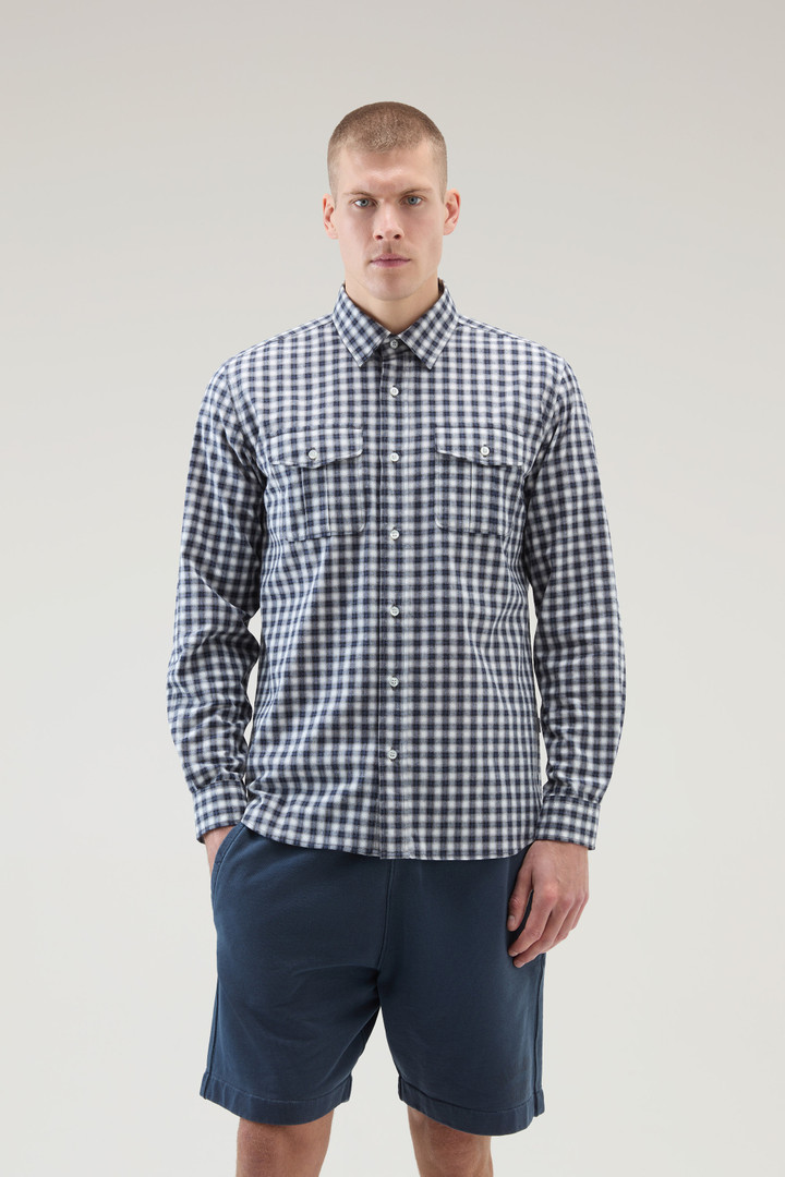 Pure Cotton Checked Shirt Blue photo 1 | Woolrich