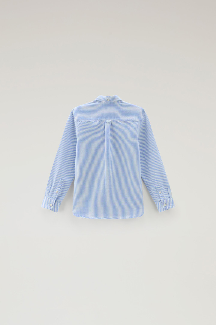 Gestreept meisjesoverhemd van mix van linnen en katoen Blauw photo 2 | Woolrich