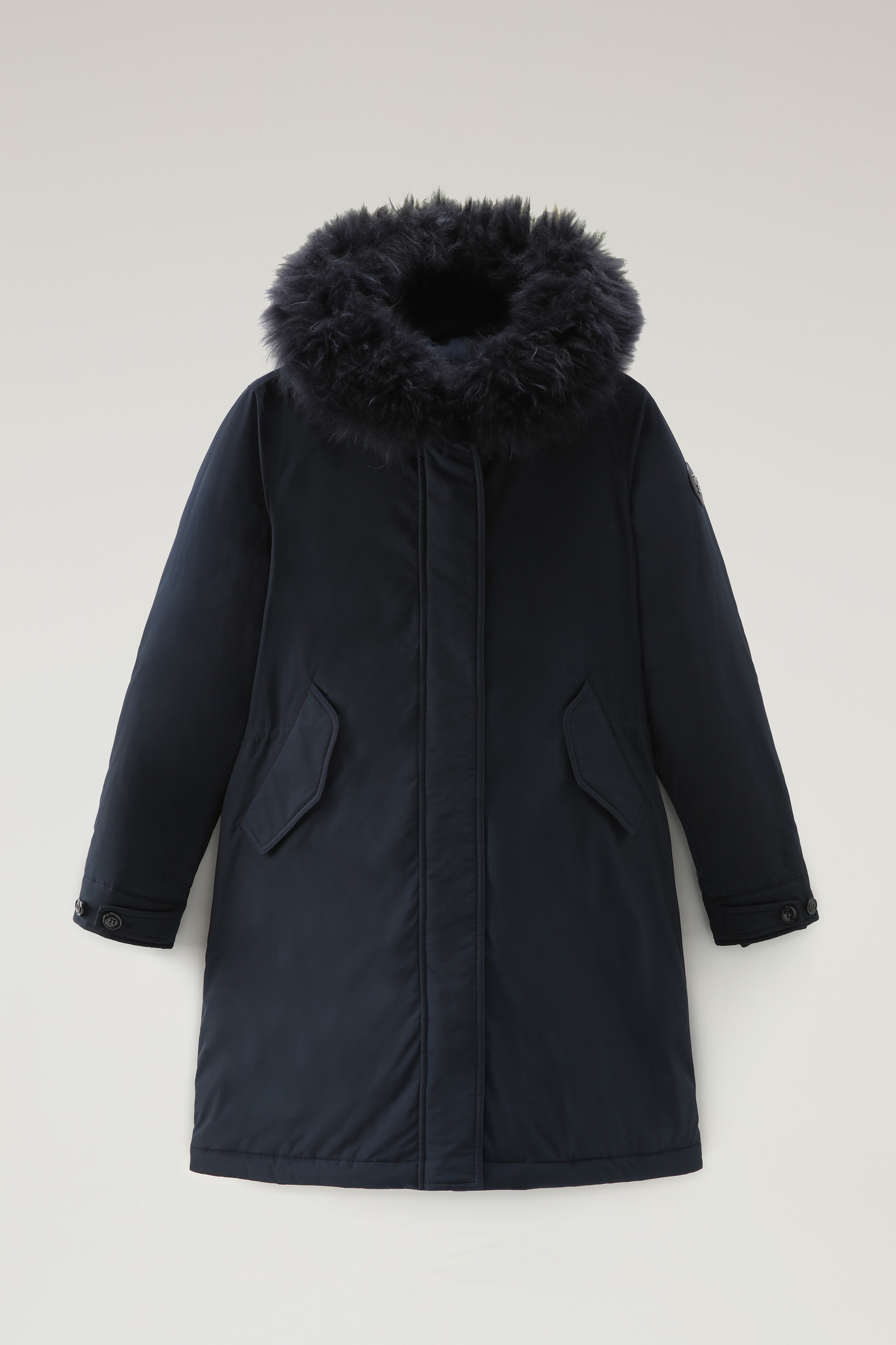 Women's Keystone Long Parka in Urban Touch with Cashmere Fur Blue ...