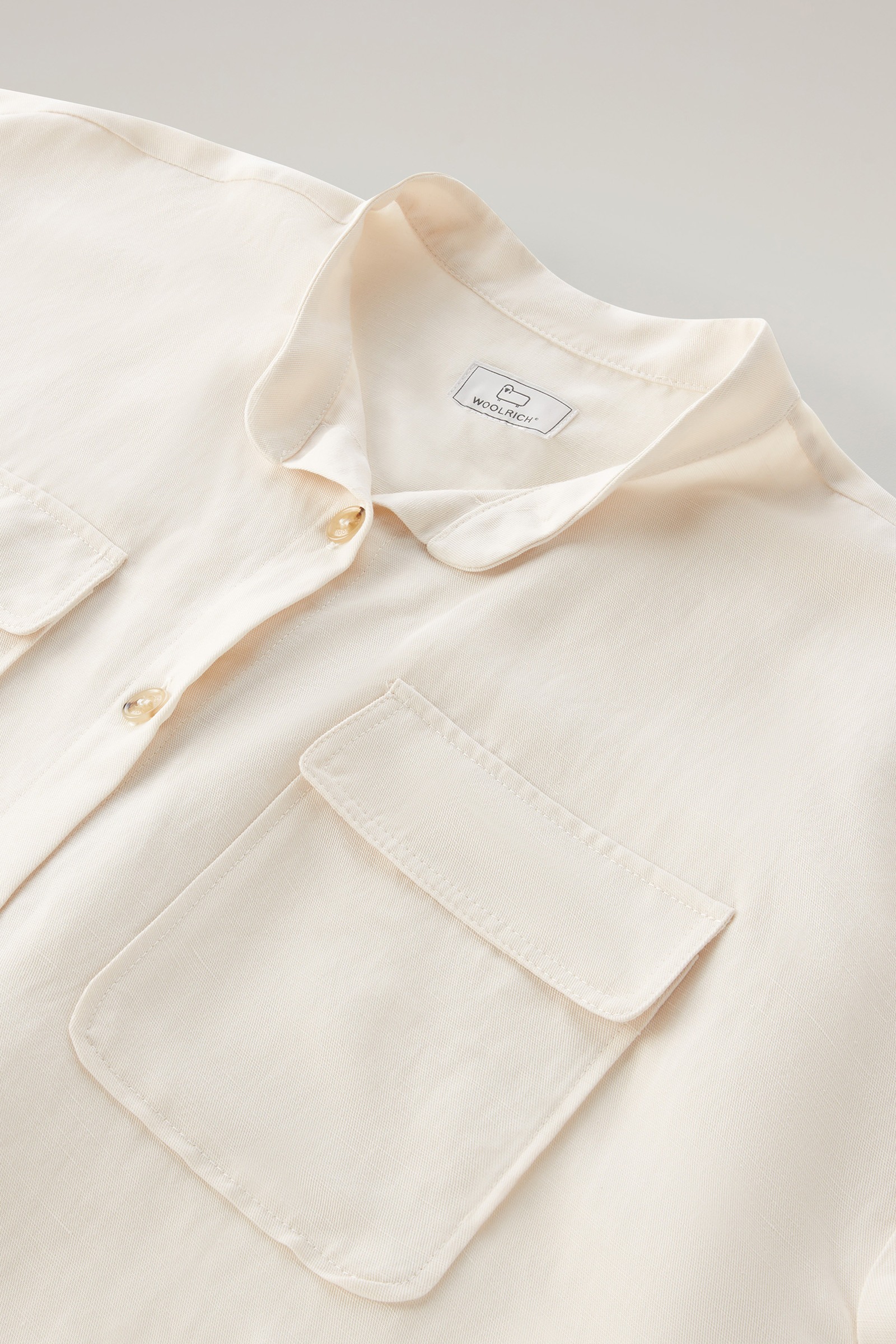Blusa de manga corta de mezcla de lino blanco photo 6 | Woolrich