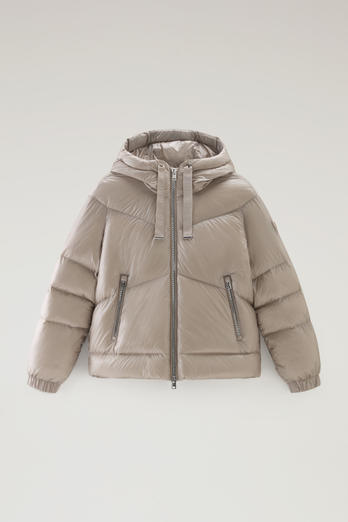 Aliquippa Short Down Jacket in Glossy Nylon Gray | Woolrich