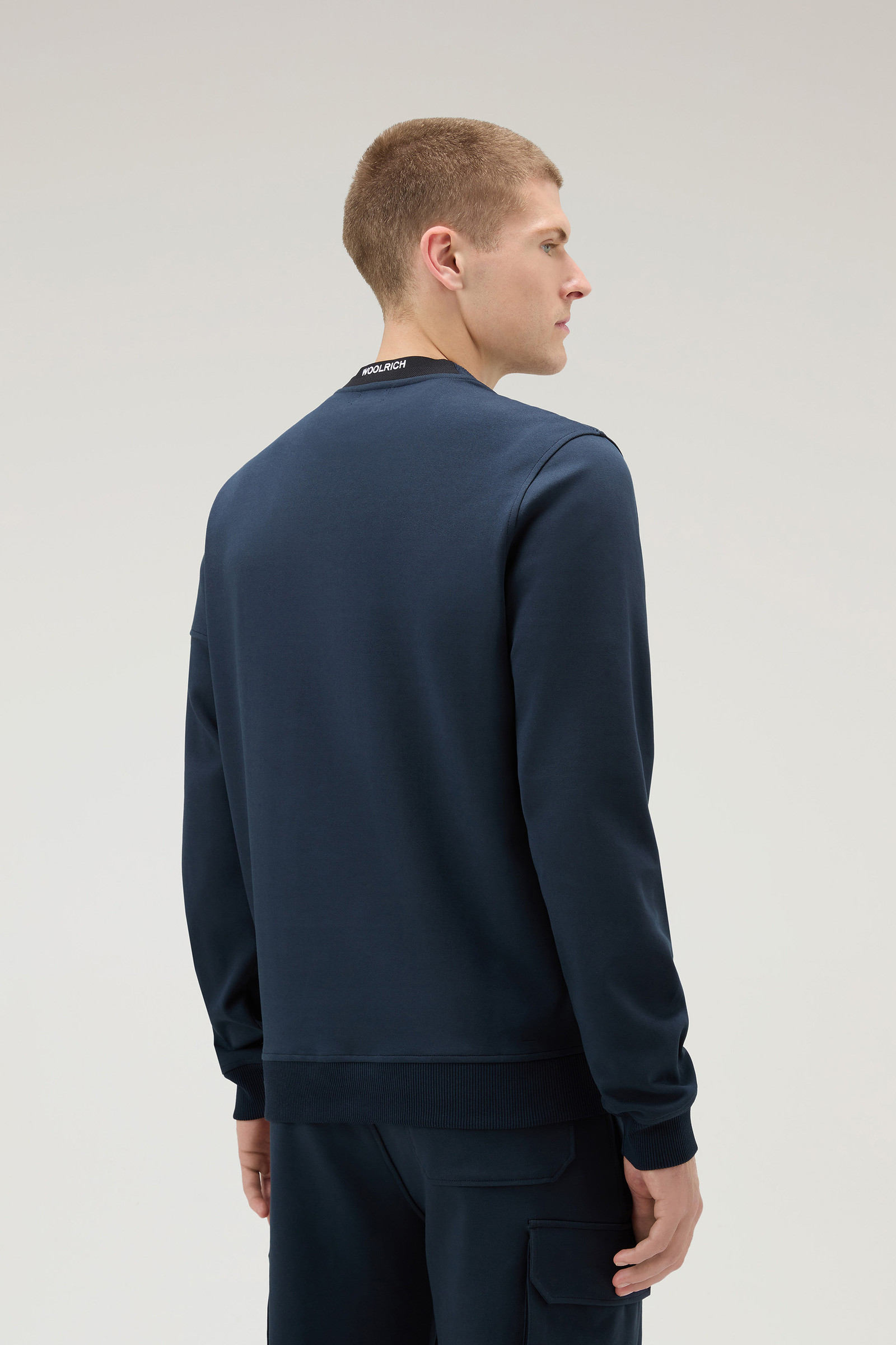 Felpa girocollo in misto cotone elasticizzato blu photo 3 | Woolrich