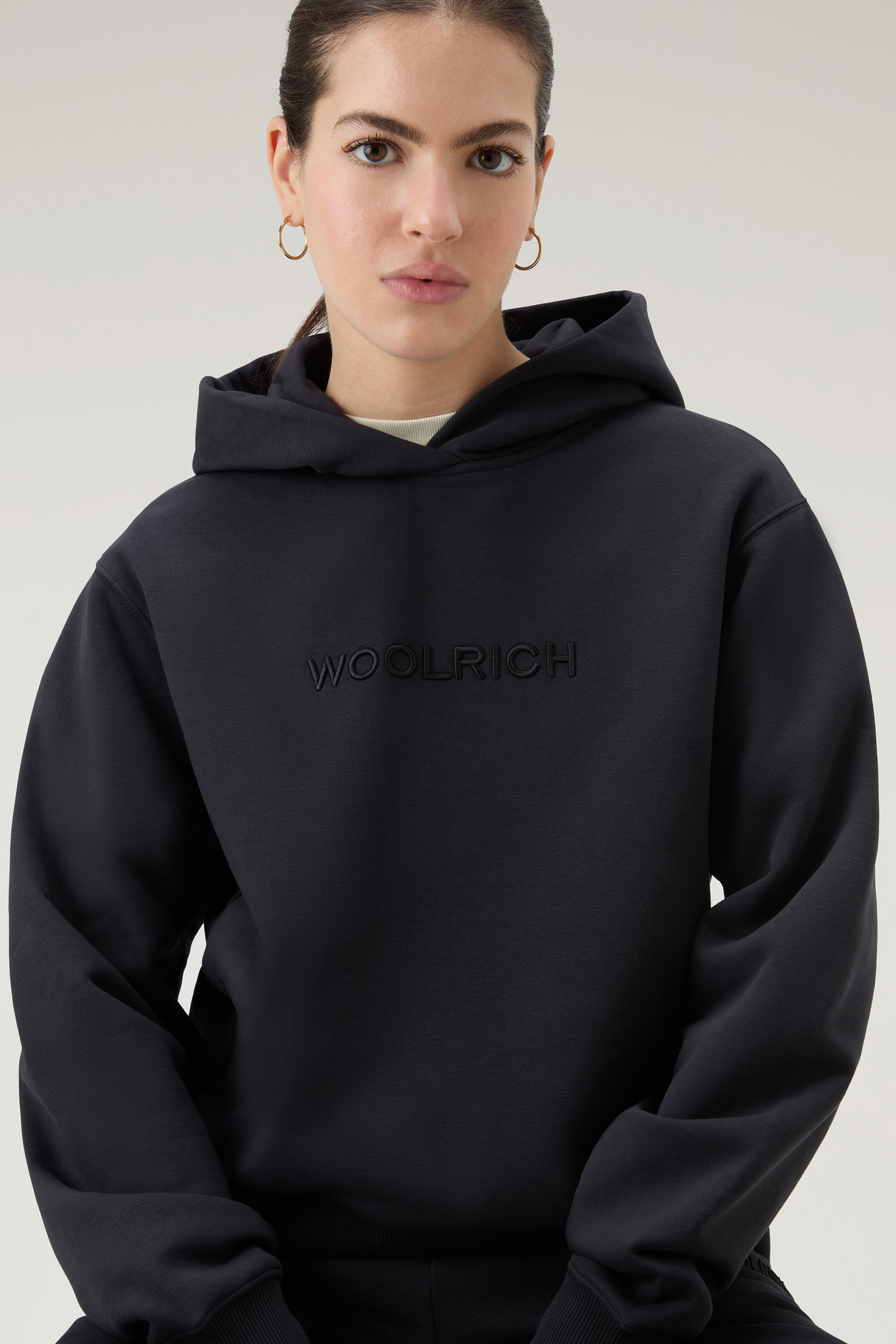 Women's Hoodie with Embroidered Logo Black | Woolrich USA
