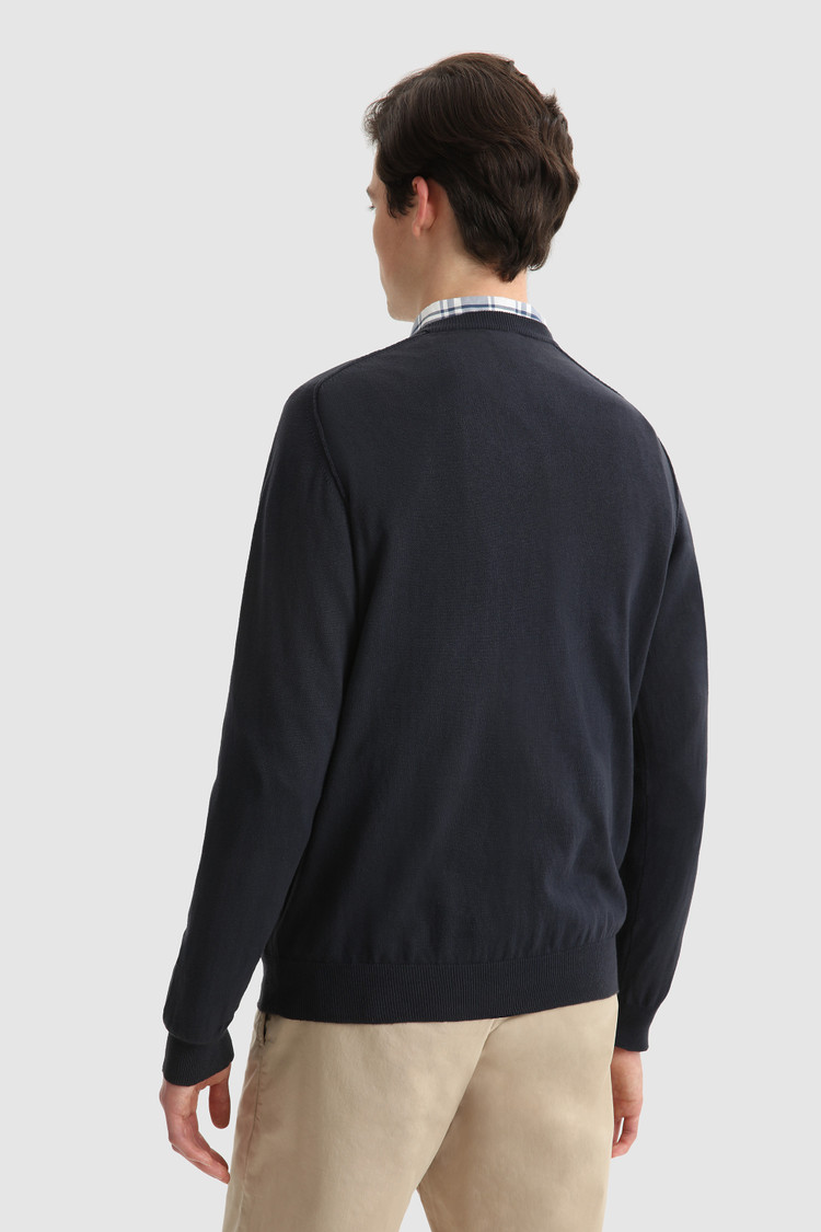Maglia girocollo in cotone misto lino tinto in capo