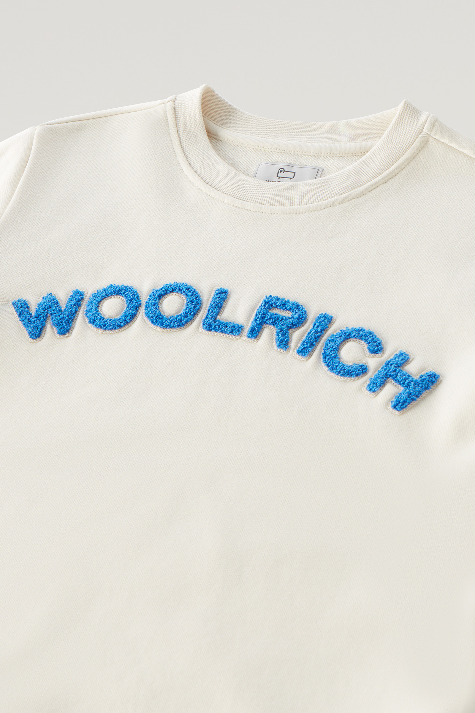 Felpa girocollo Varsity da bambino in puro cotone bianco photo 3 | Woolrich