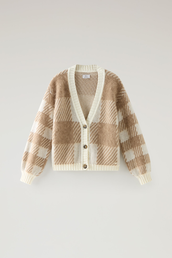 Buffalo Check Cardigan in Wool and Mohair Blend White photo 5 | Woolrich