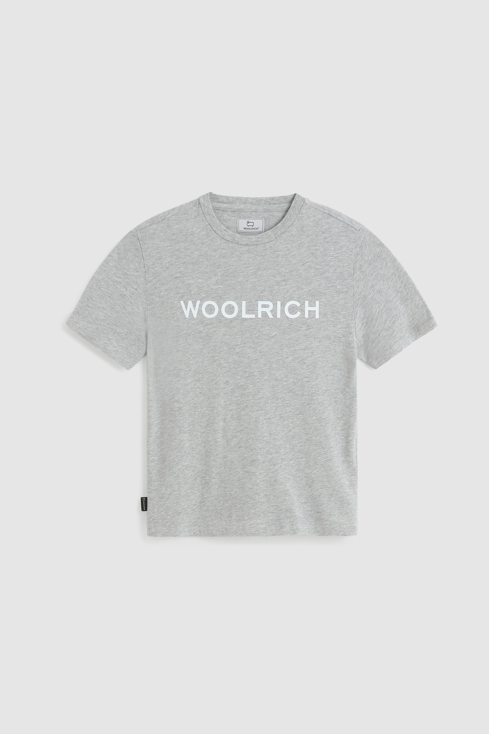 Boy's Organic Cotton Tee with Logo Grey | Woolrich