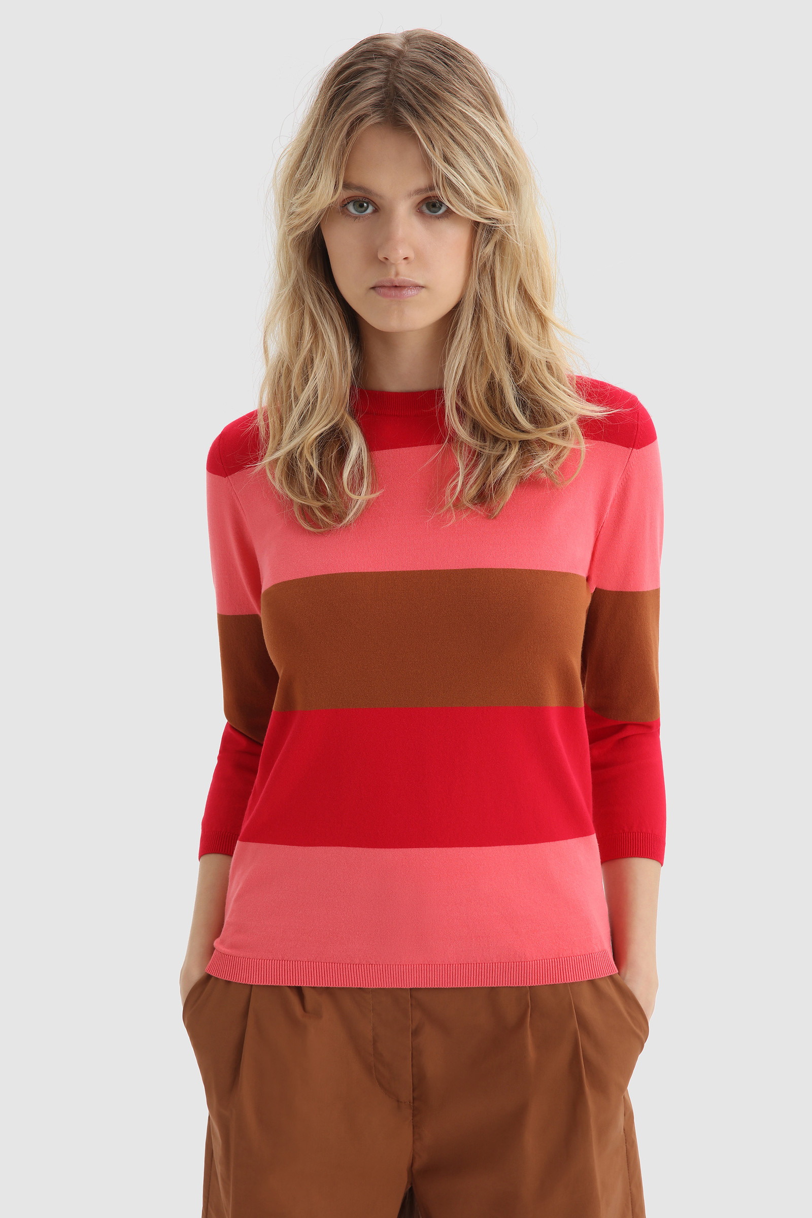 Jersey de cuello redondo con manga 3/4 rojo | Woolrich
