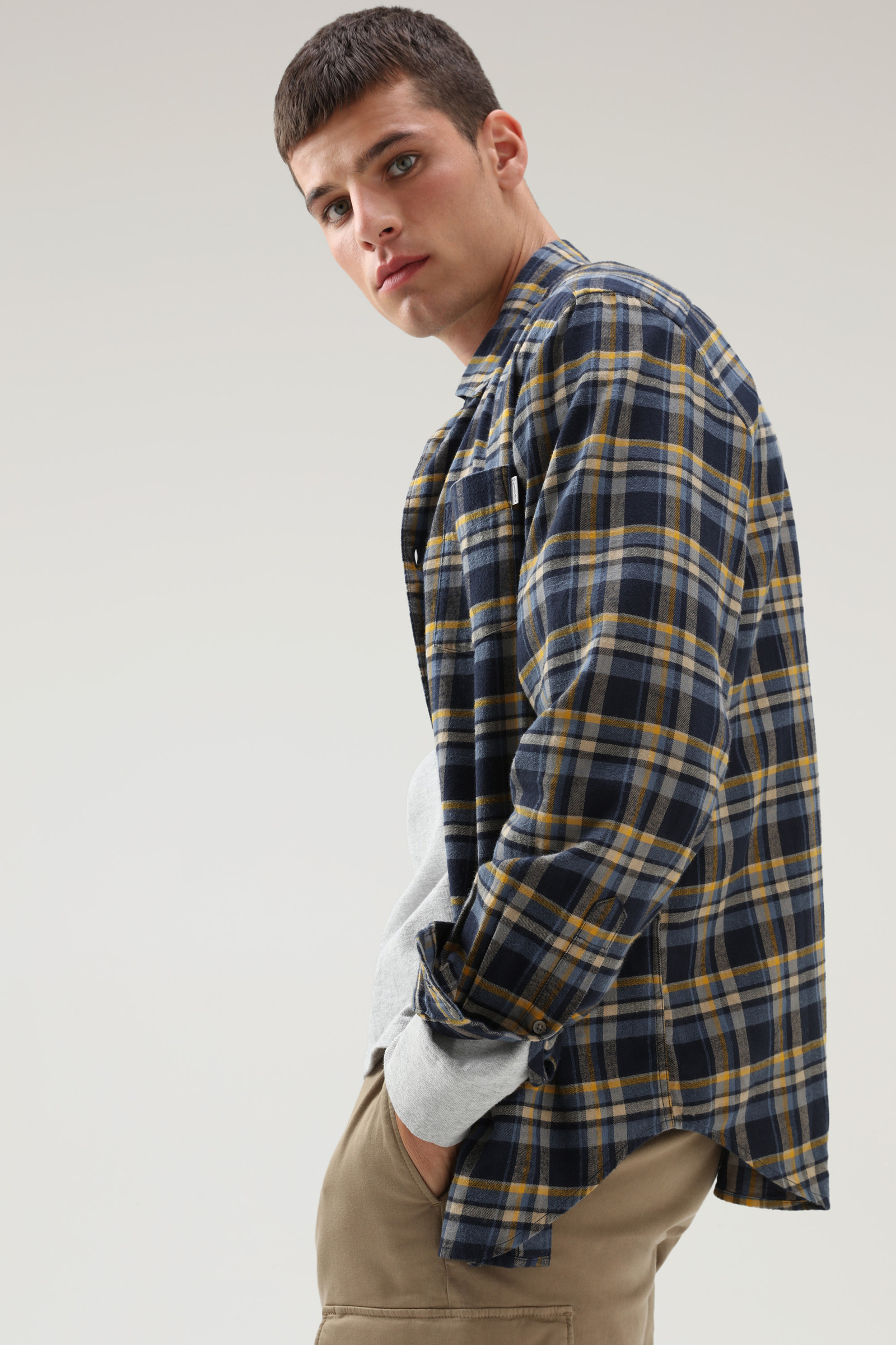 Leichtes Flanell-Shirt mit Madras-Muster Gelb photo 4 | Woolrich