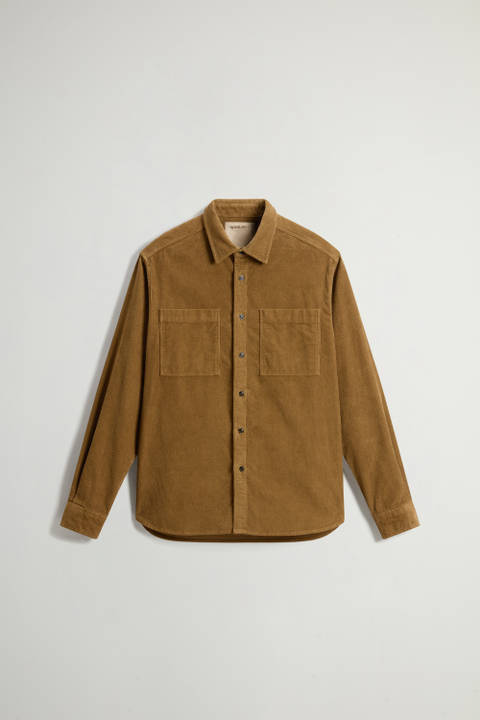 Stückgefärbtes Overshirt aus Cordsamt Braun photo 2 | Woolrich