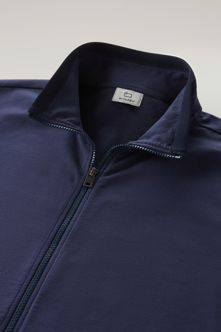 Sweat-shirt en pur coton avec fermeture zippée et col montant Bleu photo 6 | Woolrich