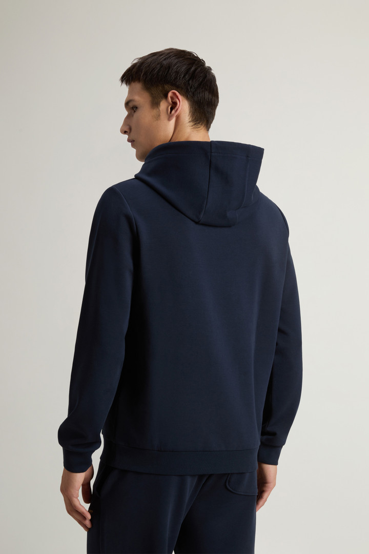 Hooded Sweatshirt in Cotton-Blend Interlock Blue photo 3 | Woolrich