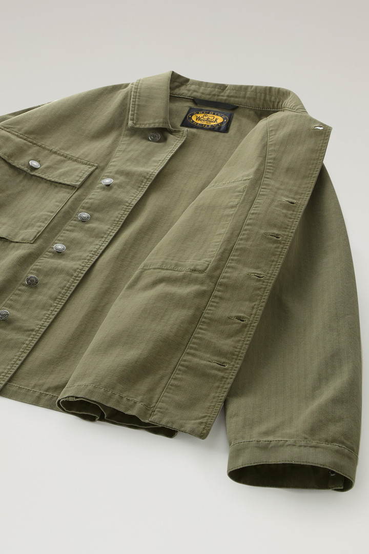 Military Overshirt in Pure Cotton Green photo 4 | Woolrich