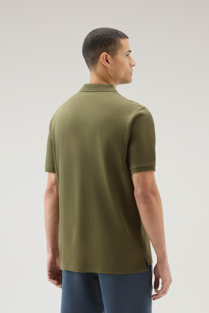 Piquet Polo Shirt in Pure Cotton Green photo 3 | Woolrich