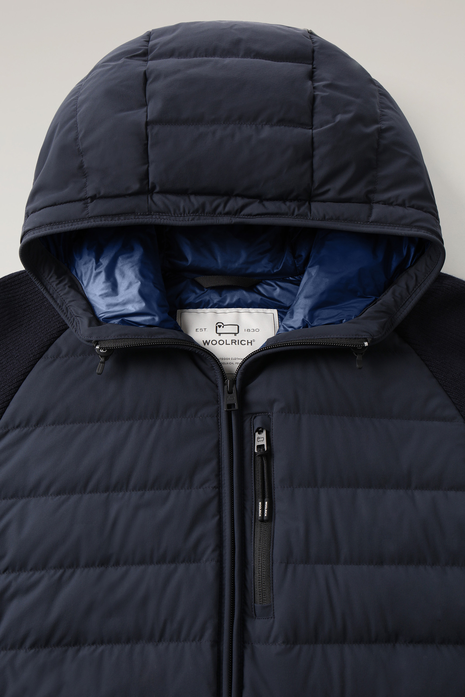 Stretch Nylon Sundance Hooded Hybrid Jacket Blue photo 6 | Woolrich