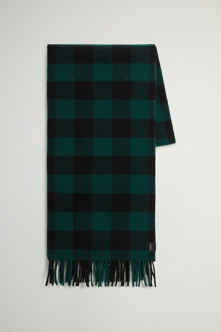 Wool-Blend Scarf with Jacquard Buffalo Check Pattern Green photo 1 | Woolrich