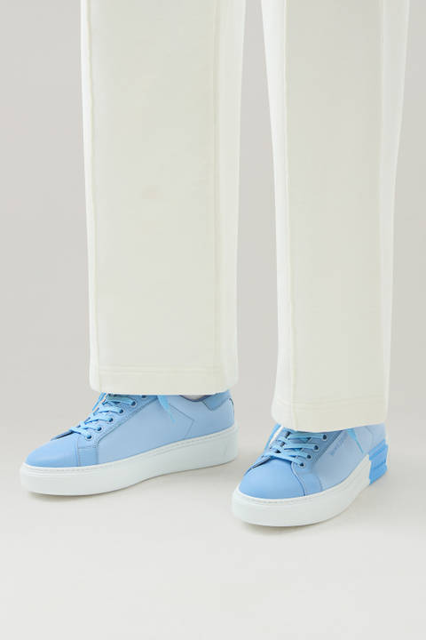 Classic Court Sneakers in Technical Fabric with Leather Trim Blue photo 2 | Woolrich