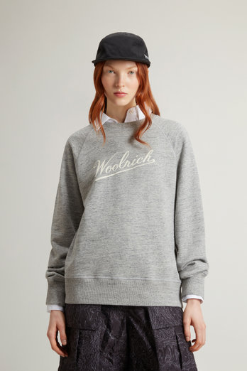 Rundhals-Sweatshirt aus Mouliné aus reiner Baumwolle Grau | Woolrich