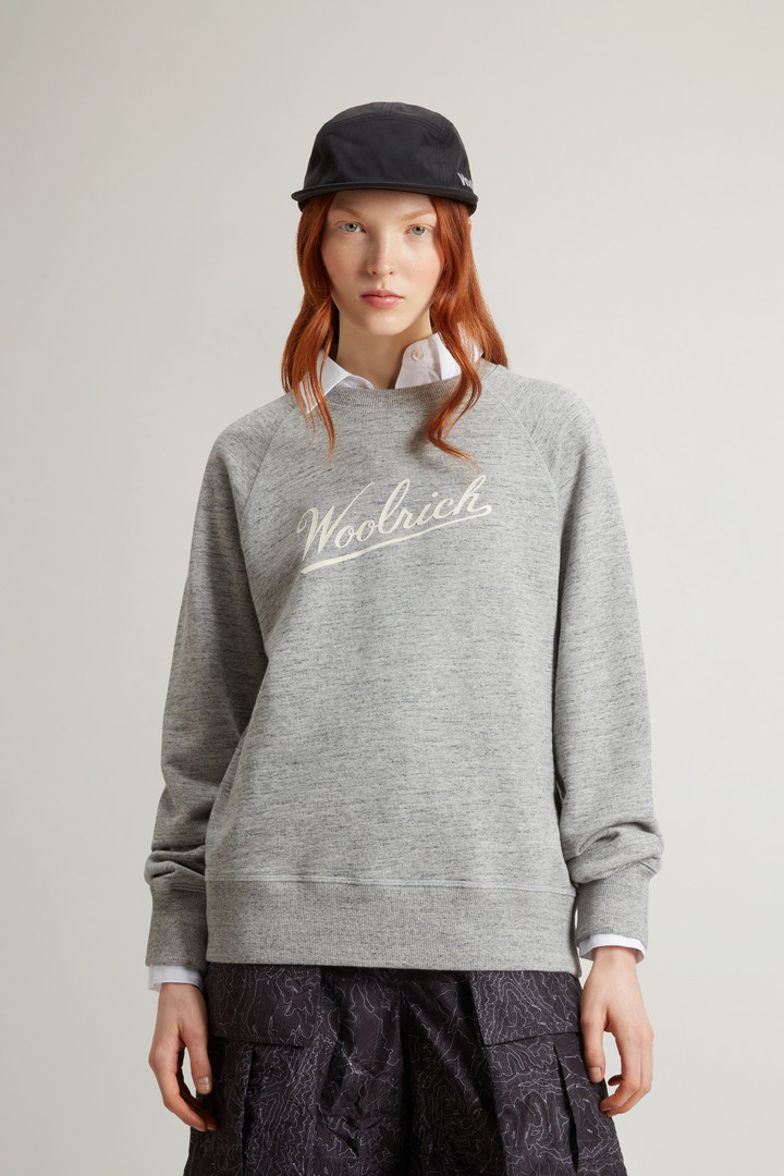 Crewneck Sweatshirt in Pure Cotton Mouliné Gray photo 1 | Woolrich