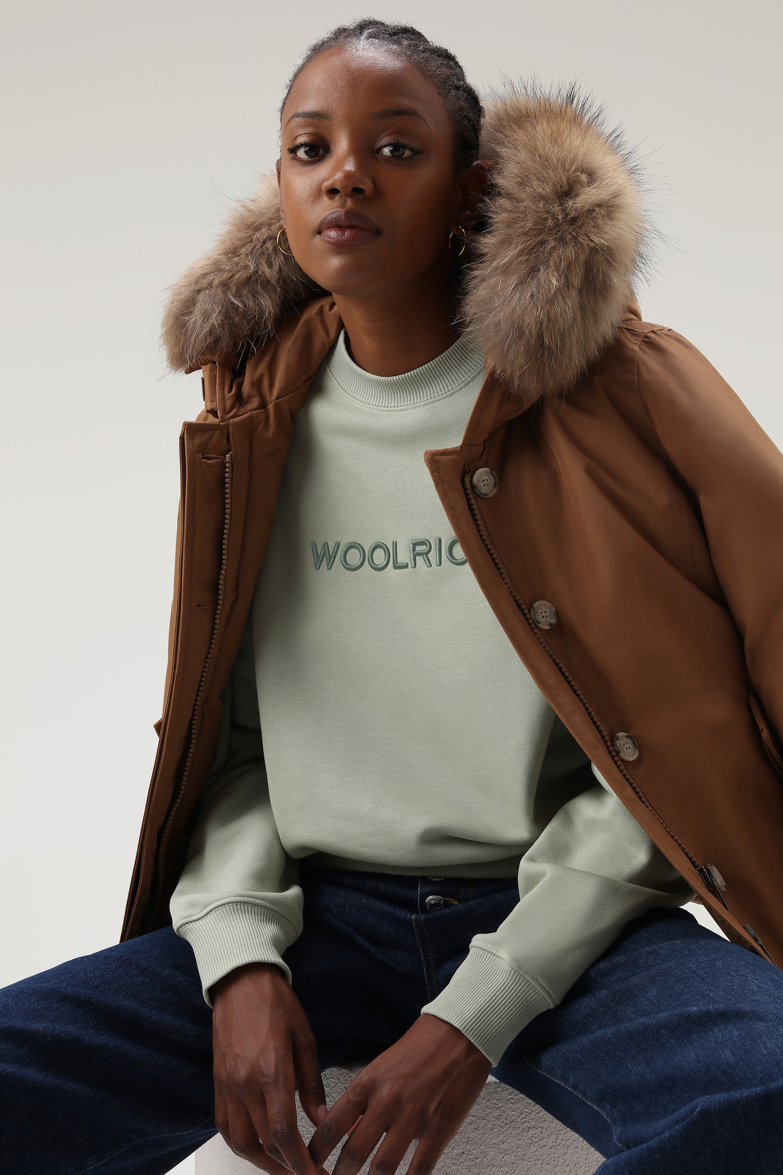 Embroidered Logo Fleece Sweatshirt Green photo 4 | Woolrich