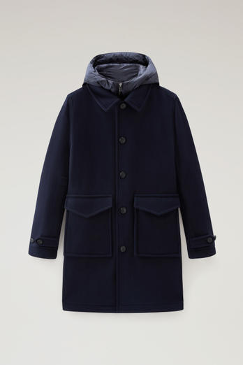 Coat in Recycled Italian Wool Blend Blue | Woolrich