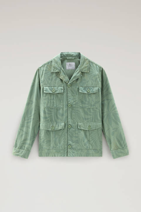 Garment-Dyed Shirt Jacket in Printed Pure Cotton Green photo 2 | Woolrich