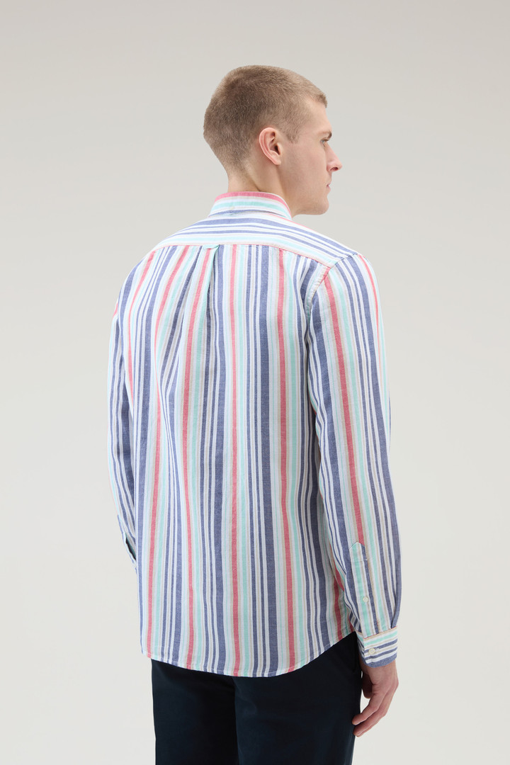 Gestreiftes Shirt aus einerm Baumwoll-Leinen-Materialmix Rot photo 3 | Woolrich