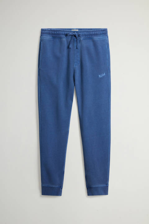 Garment-Dyed Pants in Pure Cotton Fleece Blue photo 2 | Woolrich
