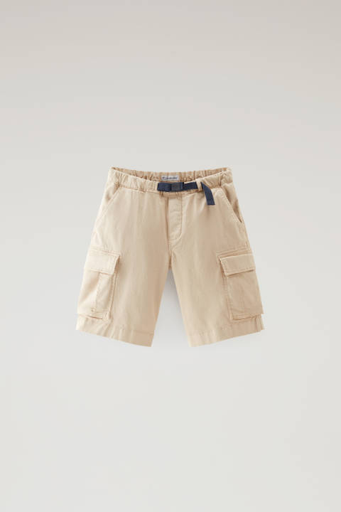 Cargoshorts voor jongens van achteraf geverfd stretchkatoen Beige | Woolrich