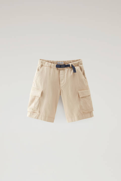 Boys' Garment-Dyed Cargo Shorts in Stretch Cotton Beige | Woolrich