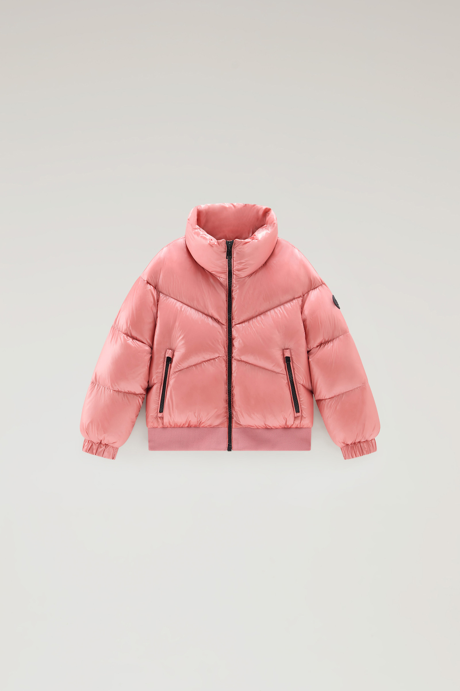 Girls' Aliquippa Down Jacket in Glossy Nylon Pink | Woolrich USA