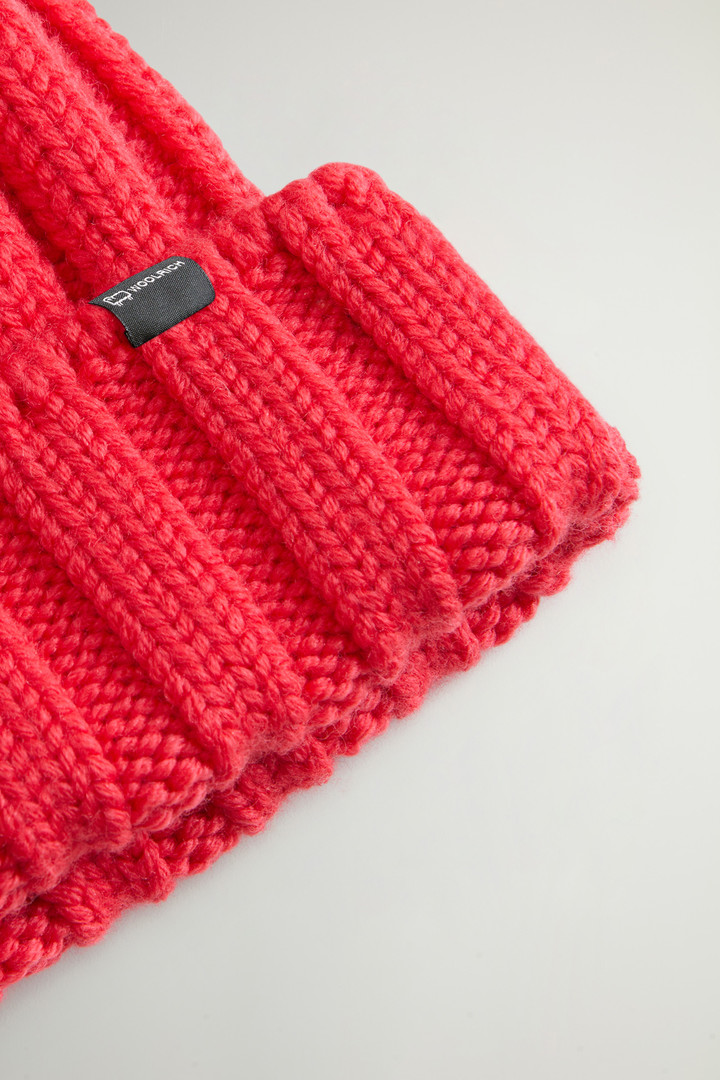 Beanie in Pure Virgin Wool with Cashmere Pom-Pom Red photo 3 | Woolrich