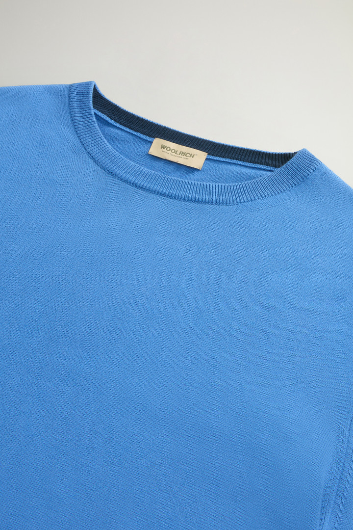 Crewneck Sweater in Pure Cotton with Embroidered Logo Blue photo 6 | Woolrich