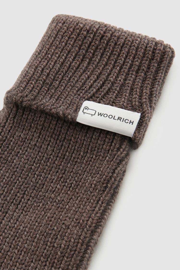 Ribbed virgin wool Gloves with logo