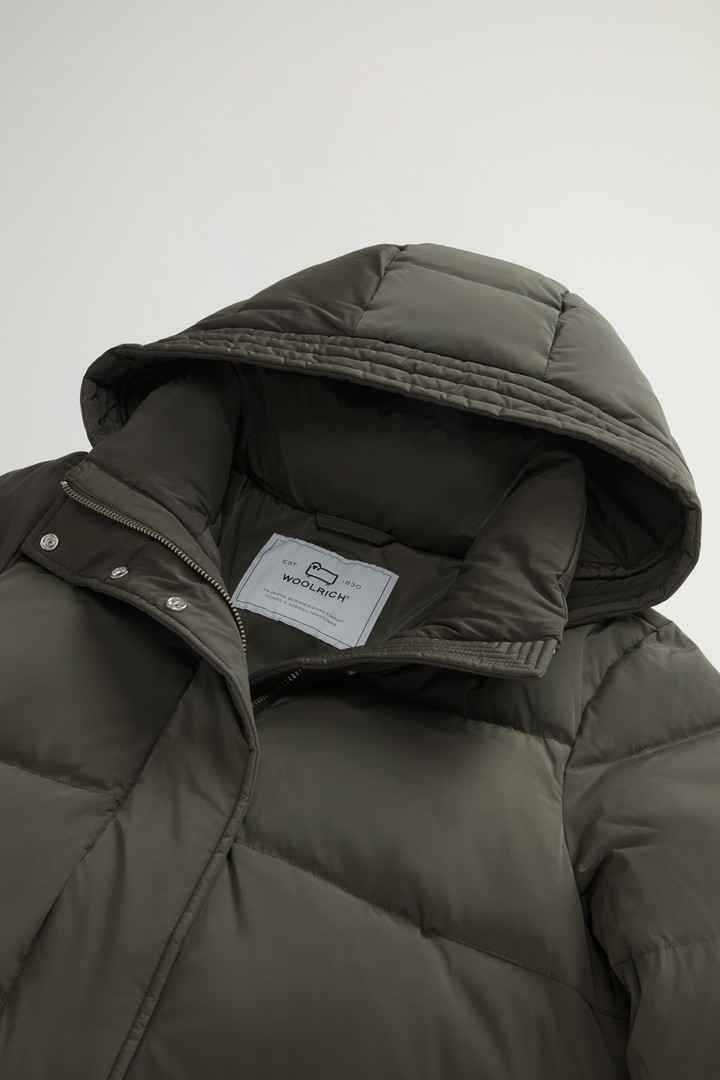 Hooded Alsea Down Jacket in Stretch Nylon Green photo 6 | Woolrich