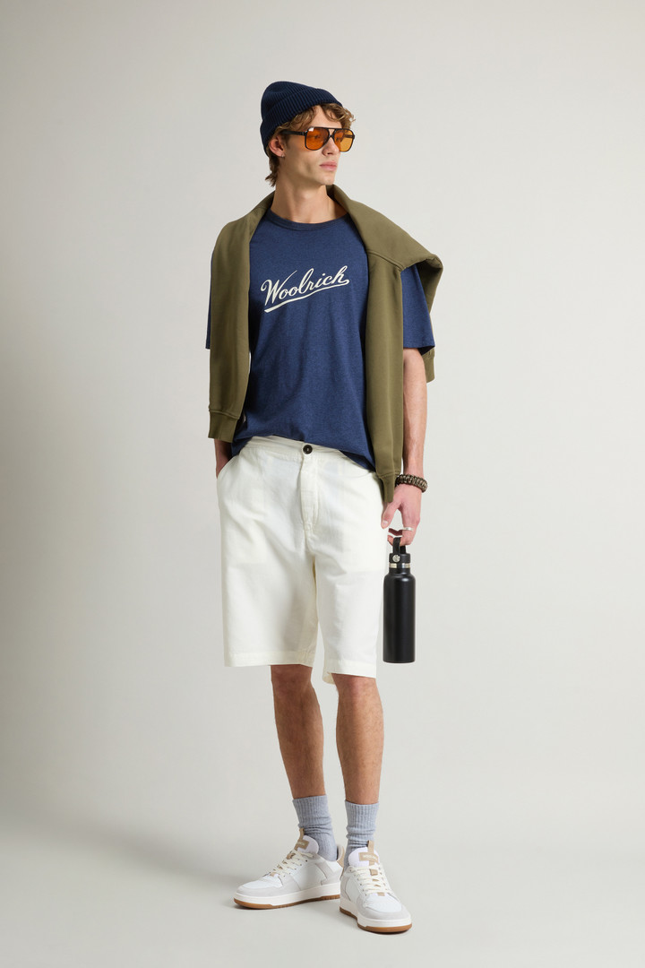 T-shirt en pur coton mouliné Bleu photo 2 | Woolrich