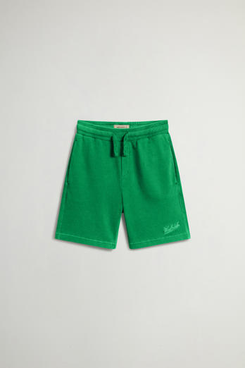 Boys’ Garment-Dyed Pure Cotton Shorts Green | Woolrich