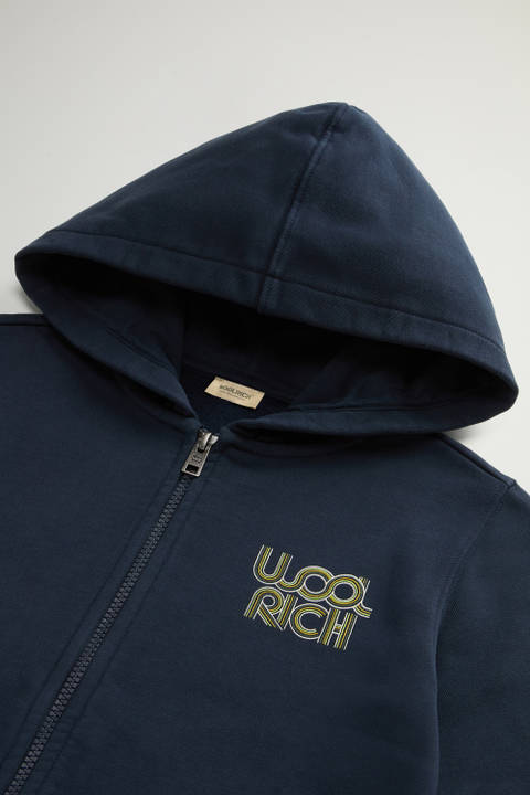 Boys’ Hoodie in Pure Cotton with Zipper Blue photo 2 | Woolrich