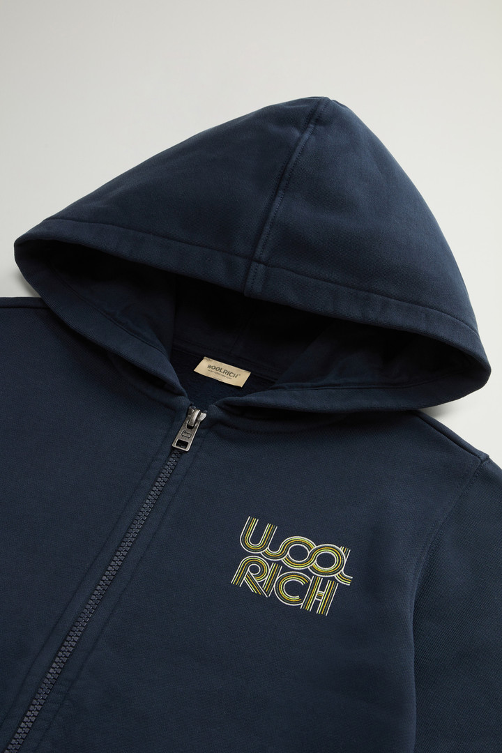 Boys’ Hoodie in Pure Cotton with Zipper Blue photo 3 | Woolrich