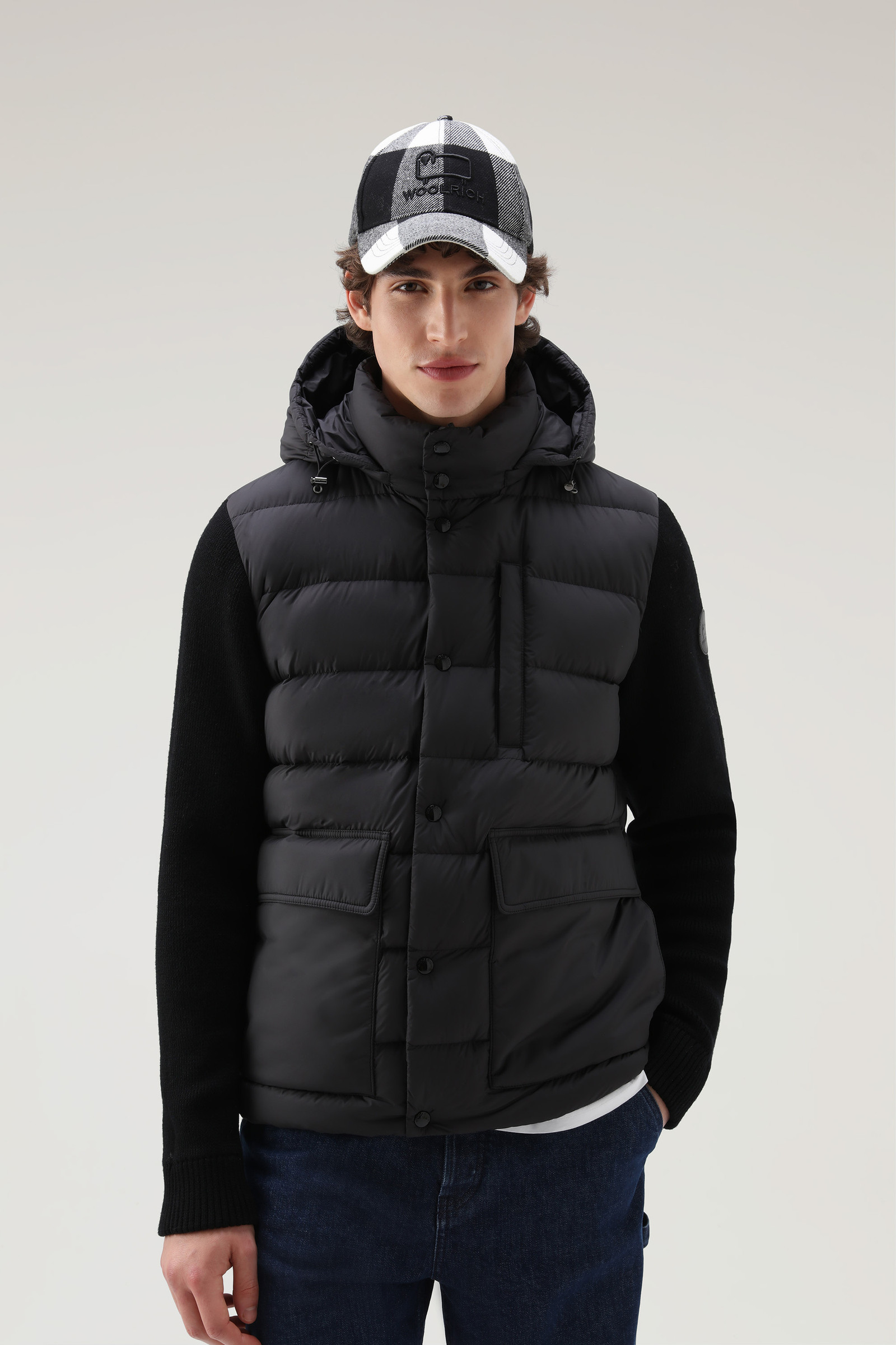 Sierra-Jacke mit Ärmeln aus Merinowolle und abnehmbarer Kapuze Schwarz | Woolrich