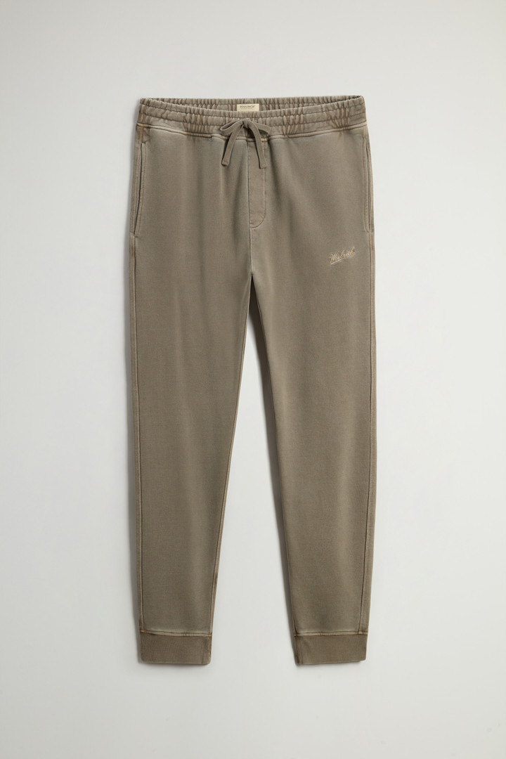 Woolrich Man Garment-Dyed Pants in Pure Cotton Fleece Green Size XL