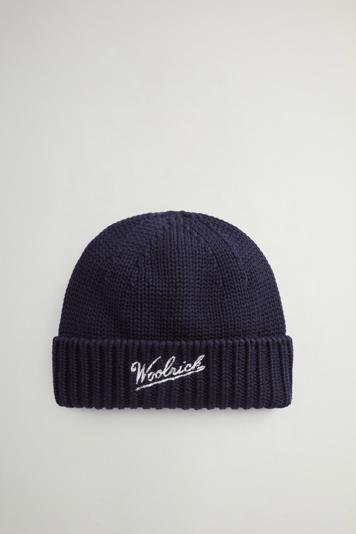 Bonnet en pure laine vierge Mérinos Bleu photo 1 | Woolrich