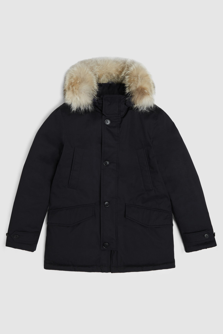 Parka à col montant en coton laminé