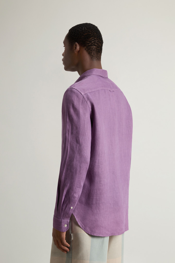 Garment-Dyed Pure Linen Shirt Purple photo 3 | Woolrich