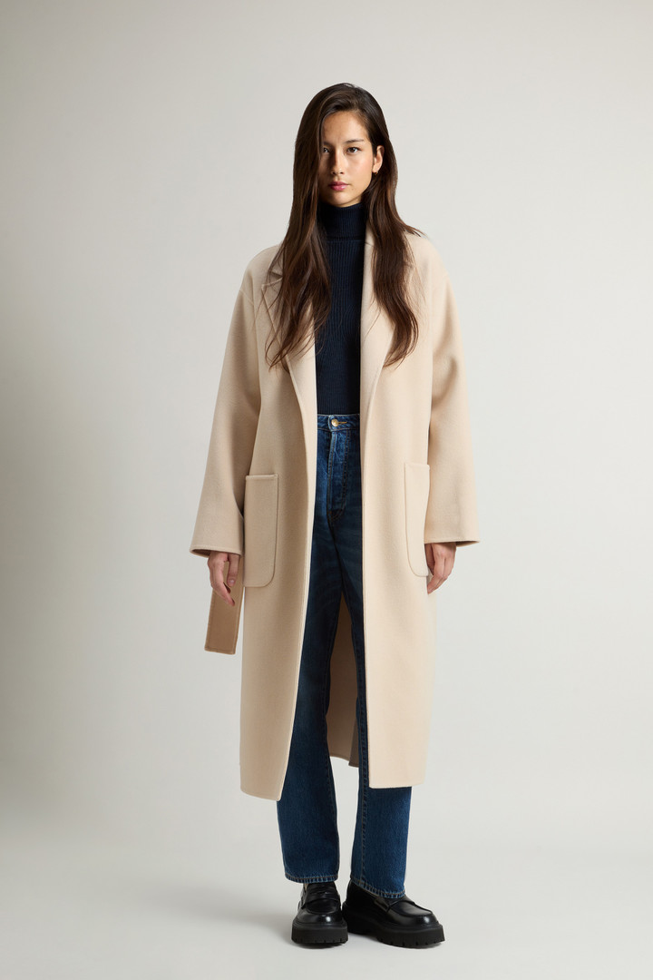 Long Coat in Pure Virgin Wool with Belt Beige photo 2 | Woolrich