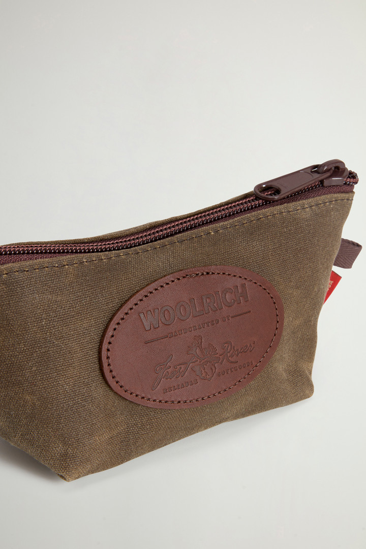 Accessory Pouch in Waxed Pure Cotton Green photo 5 | Woolrich