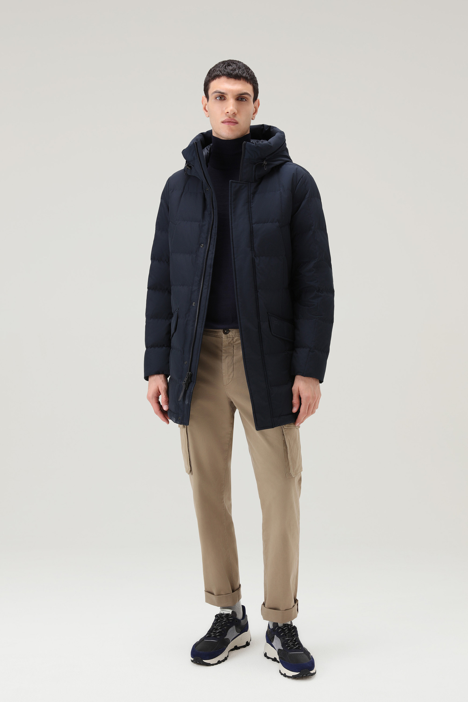 Men's Blizzard Parka in Ramar Cloth with Square Quilting Blue | Woolrich UK