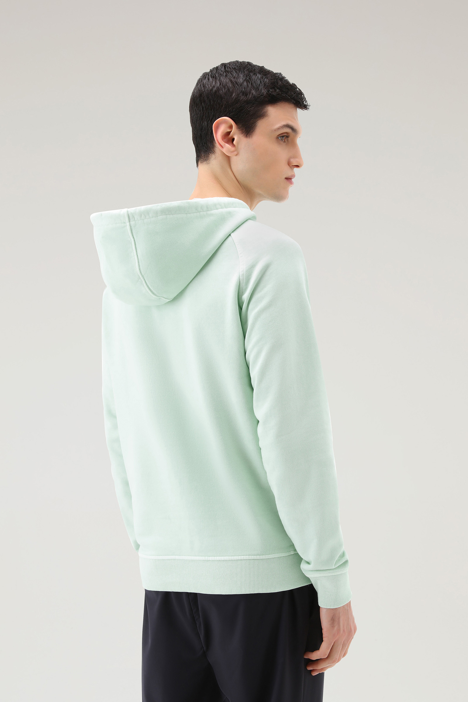 Felpa con cappuccio Varsity in puro cotone tinto in capo verde photo 3 | Woolrich