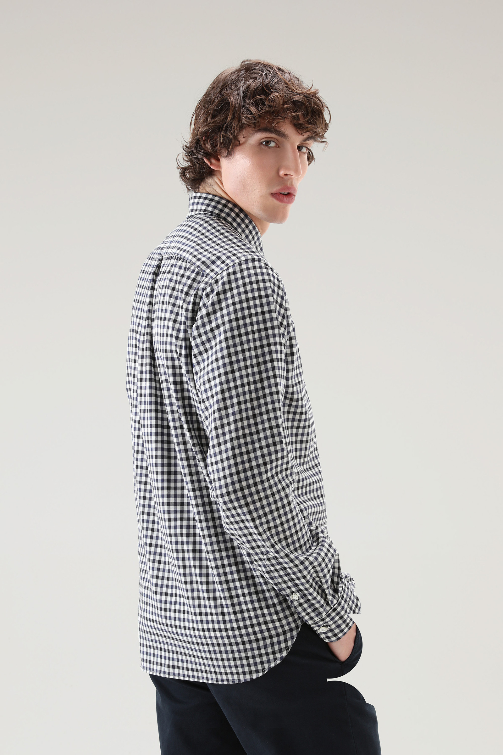 Camicia in puro fresco lana vergine Merino blu photo 3 | Woolrich